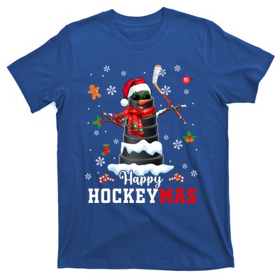 Happy Christmas Hockey Snow Sunglasses Xmas Player Gift T-Shirt