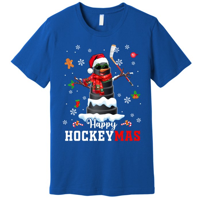 Happy Christmas Hockey Snow Sunglasses Xmas Player Gift Premium T-Shirt