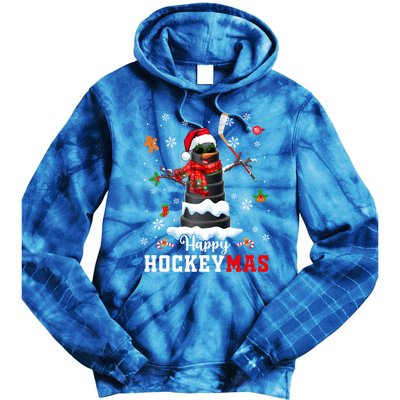 Happy Christmas Hockey Snow Sunglasses Xmas Player Gift Tie Dye Hoodie