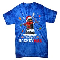 Happy Christmas Hockey Snow Sunglasses Xmas Player Gift Tie-Dye T-Shirt