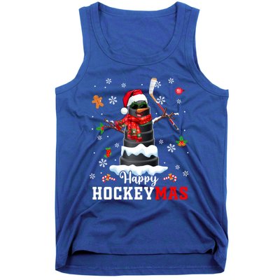 Happy Christmas Hockey Snow Sunglasses Xmas Player Gift Tank Top