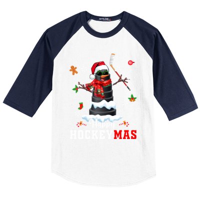 Happy Christmas Hockey Snow Sunglasses Xmas Player Gift Baseball Sleeve Shirt