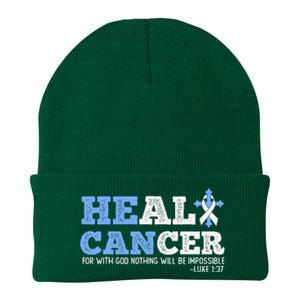 He Can Heal Cancer Lung Cancer Awareness Christian Religious Knit Cap Winter Beanie