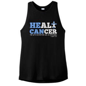 He Can Heal Cancer Lung Cancer Awareness Christian Religious Ladies PosiCharge Tri-Blend Wicking Tank