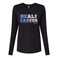 He Can Heal Cancer Lung Cancer Awareness Christian Religious Womens Cotton Relaxed Long Sleeve T-Shirt