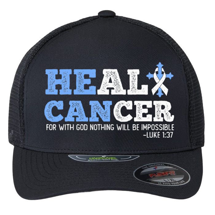 He Can Heal Cancer Lung Cancer Awareness Christian Religious Flexfit Unipanel Trucker Cap