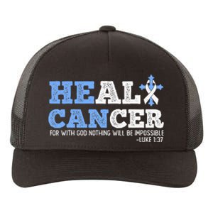 He Can Heal Cancer Lung Cancer Awareness Christian Religious Yupoong Adult 5-Panel Trucker Hat