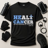 He Can Heal Cancer Lung Cancer Awareness Christian Religious Cooling Performance Crew T-Shirt