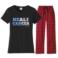 He Can Heal Cancer Lung Cancer Awareness Christian Religious Women's Flannel Pajama Set