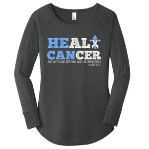 He Can Heal Cancer Lung Cancer Awareness Christian Religious Women's Perfect Tri Tunic Long Sleeve Shirt