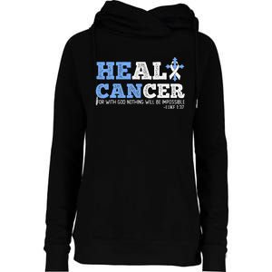 He Can Heal Cancer Lung Cancer Awareness Christian Religious Womens Funnel Neck Pullover Hood