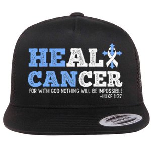 He Can Heal Cancer Lung Cancer Awareness Christian Religious Flat Bill Trucker Hat