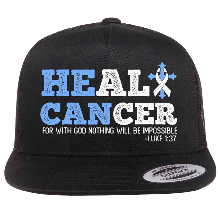 He Can Heal Cancer Lung Cancer Awareness Christian Religious Flat Bill Trucker Hat