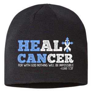 He Can Heal Cancer Lung Cancer Awareness Christian Religious Sustainable Beanie