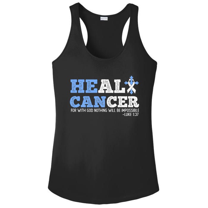 He Can Heal Cancer Lung Cancer Awareness Christian Religious Ladies PosiCharge Competitor Racerback Tank