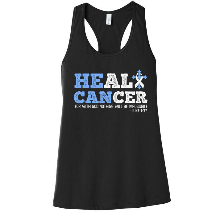 He Can Heal Cancer Lung Cancer Awareness Christian Religious Women's Racerback Tank