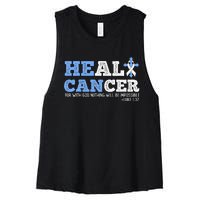 He Can Heal Cancer Lung Cancer Awareness Christian Religious Women's Racerback Cropped Tank