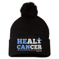 He Can Heal Cancer Lung Cancer Awareness Christian Religious Pom Pom 12in Knit Beanie