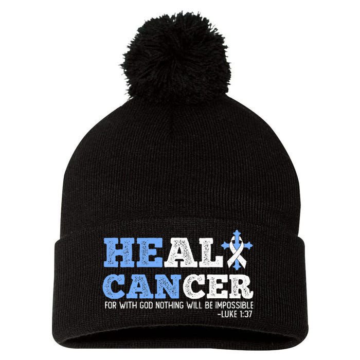 He Can Heal Cancer Lung Cancer Awareness Christian Religious Pom Pom 12in Knit Beanie