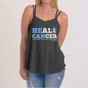 He Can Heal Cancer Lung Cancer Awareness Christian Religious Women's Strappy Tank