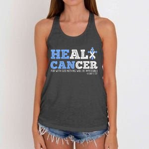 He Can Heal Cancer Lung Cancer Awareness Christian Religious Women's Knotted Racerback Tank