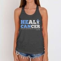 He Can Heal Cancer Lung Cancer Awareness Christian Religious Women's Knotted Racerback Tank