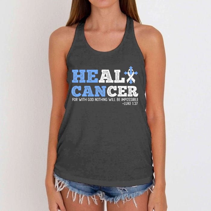 He Can Heal Cancer Lung Cancer Awareness Christian Religious Women's Knotted Racerback Tank