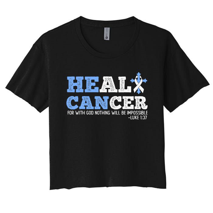 He Can Heal Cancer Lung Cancer Awareness Christian Religious Women's Crop Top Tee