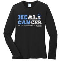 He Can Heal Cancer Lung Cancer Awareness Christian Religious Ladies Long Sleeve Shirt