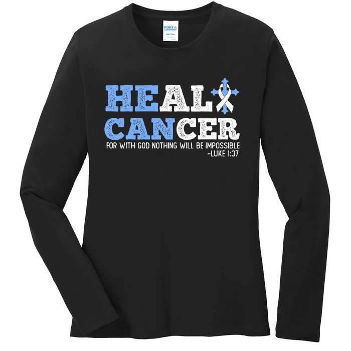 He Can Heal Cancer Lung Cancer Awareness Christian Religious Ladies Long Sleeve Shirt