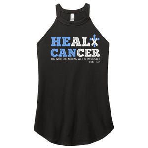 He Can Heal Cancer Lung Cancer Awareness Christian Religious Women's Perfect Tri Rocker Tank