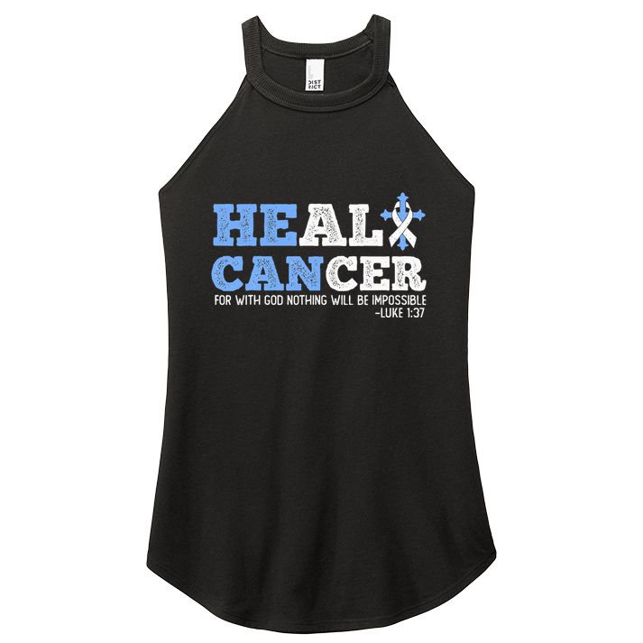 He Can Heal Cancer Lung Cancer Awareness Christian Religious Women's Perfect Tri Rocker Tank