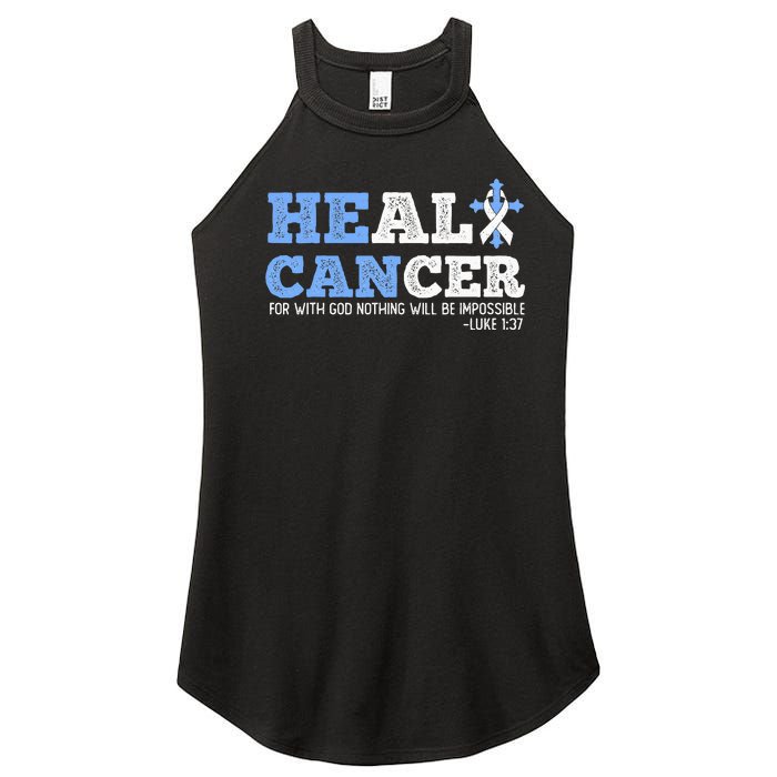 He Can Heal Cancer Lung Cancer Awareness Christian Religious Women's Perfect Tri Rocker Tank