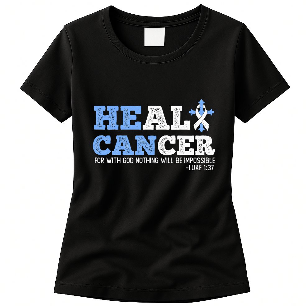 He Can Heal Cancer Lung Cancer Awareness Christian Religious Womens T-Shirt