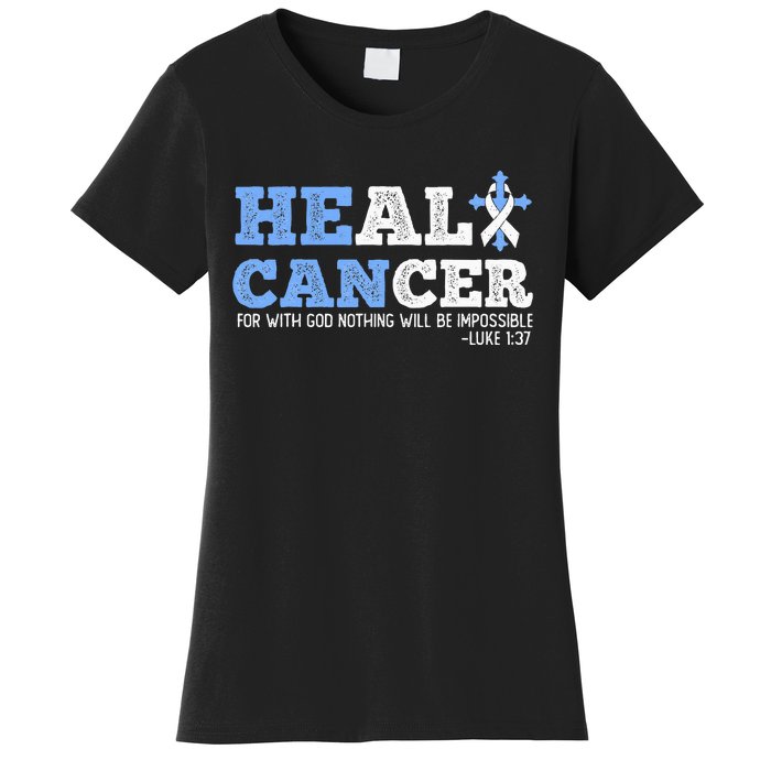 He Can Heal Cancer Lung Cancer Awareness Christian Religious Women's T-Shirt