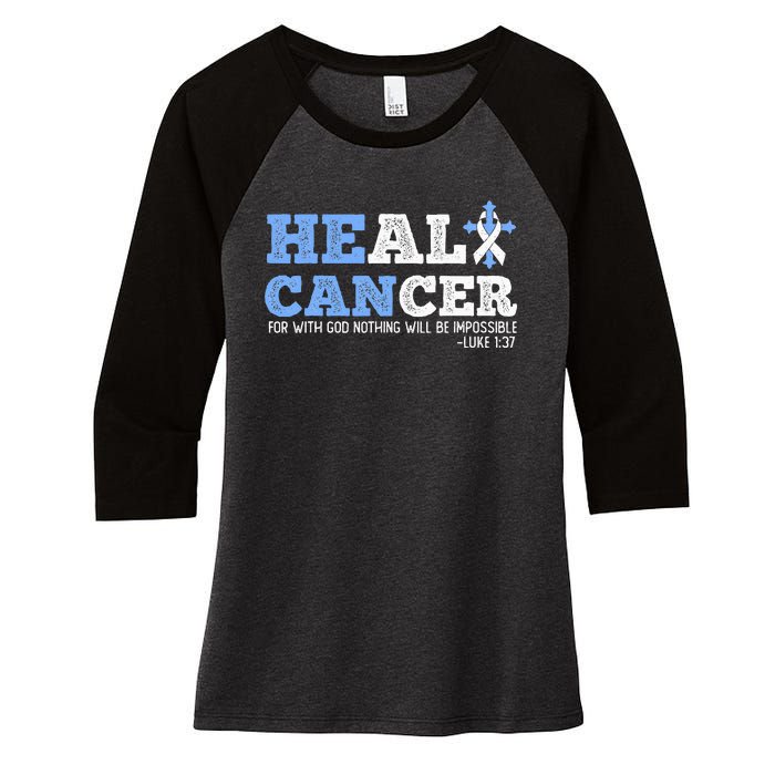 He Can Heal Cancer Lung Cancer Awareness Christian Religious Women's Tri-Blend 3/4-Sleeve Raglan Shirt