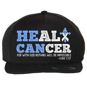 He Can Heal Cancer Lung Cancer Awareness Christian Religious Wool Snapback Cap