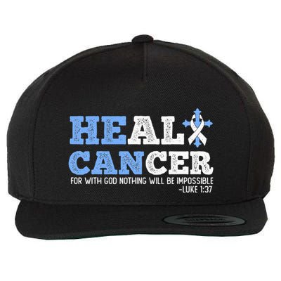 He Can Heal Cancer Lung Cancer Awareness Christian Religious Wool Snapback Cap