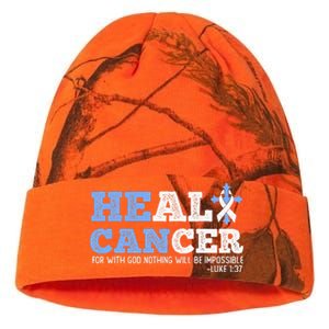 He Can Heal Cancer Lung Cancer Awareness Christian Religious Kati Licensed 12" Camo Beanie