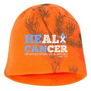 He Can Heal Cancer Lung Cancer Awareness Christian Religious Kati - Camo Knit Beanie