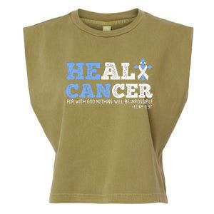 He Can Heal Cancer Lung Cancer Awareness Christian Religious Garment-Dyed Women's Muscle Tee