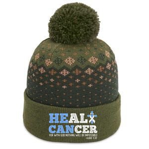 He Can Heal Cancer Lung Cancer Awareness Christian Religious The Baniff Cuffed Pom Beanie