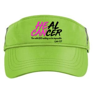 He Can Heal Cancer Luke 1:37 Breast Cancer Awareness Adult Drive Performance Visor