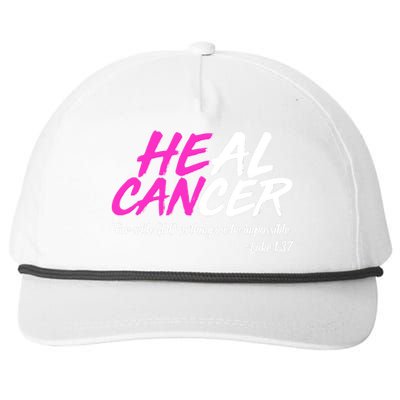 He Can Heal Cancer Luke 1:37 Breast Cancer Awareness Snapback Five-Panel Rope Hat