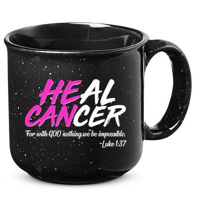 He Can Heal Cancer Luke 1:37 Breast Cancer Awareness 15oz Campfire Ceramic Mug