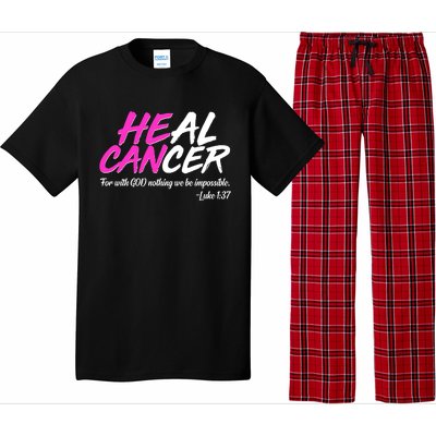 He Can Heal Cancer Luke 1:37 Breast Cancer Awareness Pajama Set