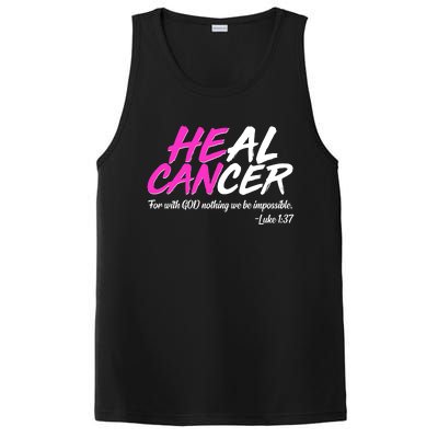 He Can Heal Cancer Luke 1:37 Breast Cancer Awareness PosiCharge Competitor Tank