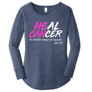 He Can Heal Cancer Luke 1:37 Breast Cancer Awareness Women's Perfect Tri Tunic Long Sleeve Shirt