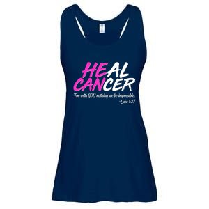 He Can Heal Cancer Luke 1:37 Breast Cancer Awareness Ladies Essential Flowy Tank