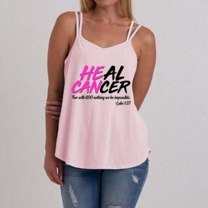 He Can Heal Cancer Luke 1:37 Breast Cancer Awareness Women's Strappy Tank